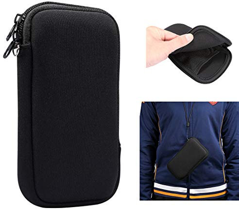 Neopren-Handy-Tasche für iPhone 13 mini,12 Mini (5.4), SE 2020, 11 Pro, XS, X, 8,6 (5,4 Zoll), universelle Handy-Tasche mit Reißverschluss, Umhängeband