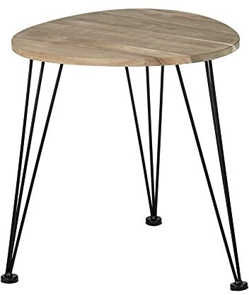 WENKO Beistelltisch Mod. Akazie lackiert industrieller Sofatisch Nachttisch aus FSC zertifiziertem Naturholz mit schwarzen Metallbeinen vielseitig einsetzbar und modern 44 x 43 x 44 cm Holz Schwarz