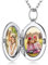 Custom4U Bijoux Collier 2 Photos Personnalisé Médaillon Argent 925 Cadeau Personnalisable pour Elle