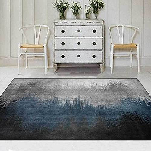 UYWEGRFK Teppich Wohnzimmer Moderner Designer Großer Teppich Einfache dunkelblaue graue Schwarze Farbverlaufslinien Schlafzimmer Küchenstuhl Matte Kinderzimmer 80 x 160 cm