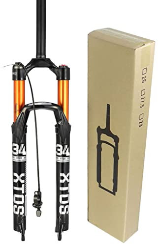 TOMYEUS Forcelle MTB Ammortizzate Biciclette 26 Pollici 27,5”29ER, Lega di Alluminio Forcella Sterzo Dritta Bici Forcella Aria Ammortizzata per Accessori Biciclette