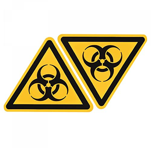 sourcing map 10 Stück Dreieck Warnschild Biohazard Selbstklebend Gelb mit Schwarz Worten 50mm