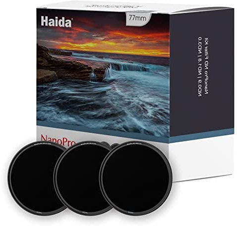 Haida 77mm ND8 ND64 ND1000 Filters Kit Neutral Density Filter Set with Zippered Filter Case