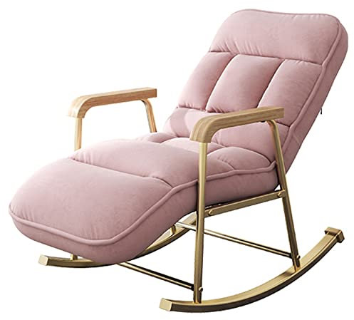 Tuklye Canapé Paresseux Chaise Fauteuil à Bascule en Tissu, Fauteuil de Balcon en Fer, Salon Chambre, Dossier réglable à 5 Vitesses, Rose Coussin de Chaise (Color : Pink)