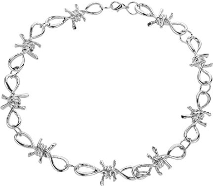 Collana da uomo e da donna, in acciaio inox e argento, Collana con Catena di Filo spinato, Collana Girocollo con rovo di Moda Donna Uomo Hip-Hop Stile Punk Gotico Filo spinato Collana