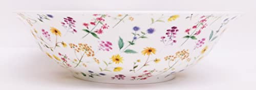 Rainbow Decors Meadow Flowers Large Bowl 9.5 24 cm Fine Bone China Salad Pasta Mixing Serving Bright Multicolour Floral