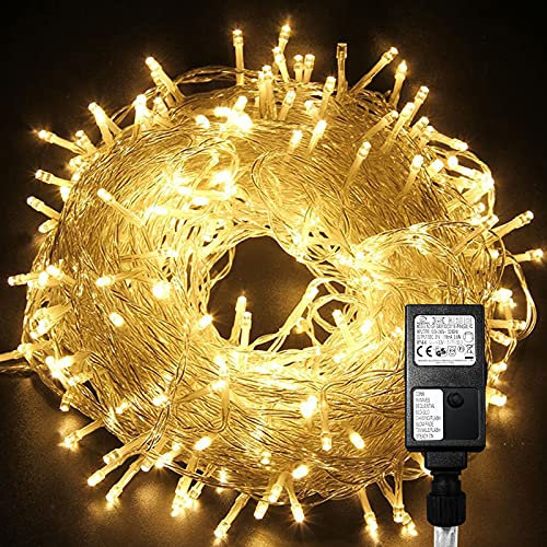 Tubiaz LED Lichterkette Außen, 100m 500LEDs mit 8 Leuchtmode, Speicherfunktion, IP44 lichterketten Deko Beleuchtung Weihnachtsbeleuchtung für Weihnachten Halloween Hochzeit,Warmweiß