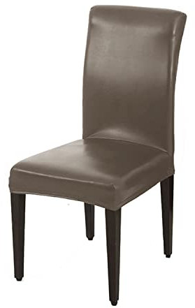 YOPOIY PU Leder Stuhlbezug für Esszimmerstühle, Wasserdicht Ölfest Stuhlhussen für Esszimmerstühle Abnehmbare Waschbar Esszimmerstuhlschutz für Wohnzimmerhotel, 2er-Set-Taupe