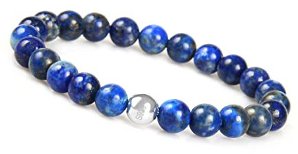 GD GOOD.designs Lapislazuli Armband mit 925 Echtsilber Perle I Dunkelblaues Kugelarmband für Damen und Herren