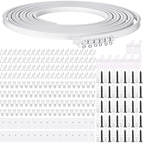 Jetec Flexible Vorhangschienen für Decken, Gebogene Schiene, Wandmontage, für Wohnzimmer, Schlafzimmer, Raumteilerstange (10 Meter, weiß)