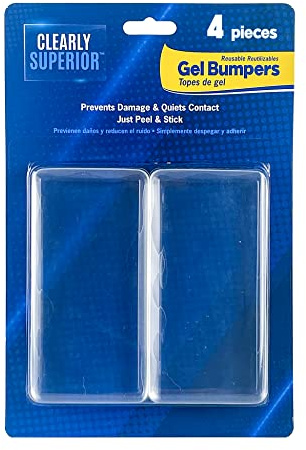 Clearly Superior Heavy Duty Wall Protectors - Large 4 Pack Rectangle 4 x 2 x .30 - Shields & Quiets Doors, Large Furniture, Bedframes, Appliances - Reusable and Easy to Apply Polymer Gel Bumpers