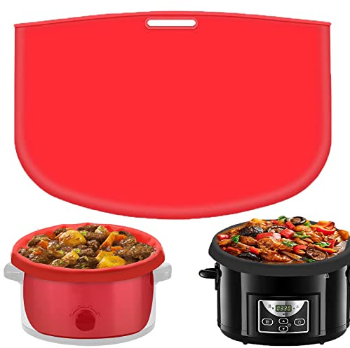 Fodere per Fornelli Lenti, Fodera in Silicone per Pentola a Cottura Lenta Compatibili con Crockpot, Riutilizzabili Slow Cooker Liner per Vasi Ovali o Rotondi da 6-8Qt (rosso)