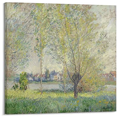 JAHER Claude Monet Peintures – The Willows, Tableau Peinture sur Toile, Affiche Décoration Murale Chambre, Décoration d'Intérieur Moderne, 50 x 50 cm