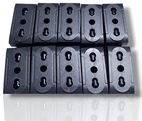 Tomas bivalentes 10/16 amperios, 1 o 4 piezas, kit compatible con bTicino Living International Matix y Vimar Plana (Bticino Living International, Negro, 10)