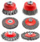 6 piezas Cepillos de Alambre para Taladro, M14 Cepillo de Abrasivo Alambre para Amoladoras Angulares, Juego de Cepillos de Alambre de Acero, Diámetro 75 mm y100mm Cepillo de Alambre (6)