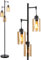 COSTWAY Industrial Floor Lamp, 1/3-Light Glass Lampshade Standing Lamps with Foot Switch, Tall Tree Floor Lighting for Living Dining Room Bedroom Office, Bulbs Not Included (3 Light, Black)