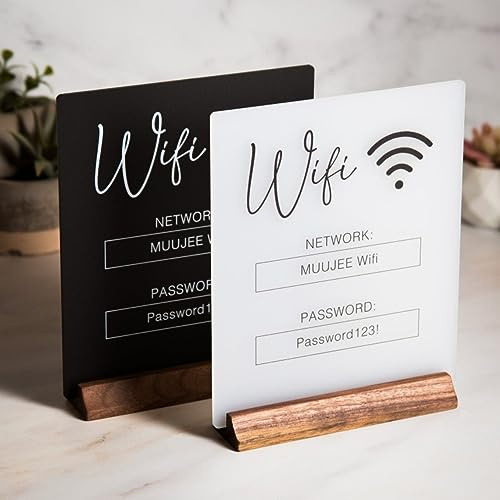 Pahdecor Personalizado Blanco Negro Mesa Wifi Para El Hogar Hotel Huéspedes Salón Personalizado Belleza Uñas Spa WiFi Contraseña Placa acrílica Personalizada Café Bar Restaurante Oficina Business Sign