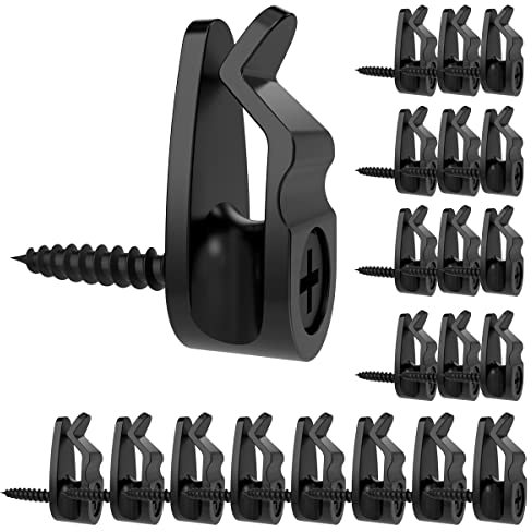 GEZIDEA String Light Hanger Hooks,Screw in Hooks for Hanging Christmas Light,Led Fairy Led Light Clips,Black,50 Pack (Big)