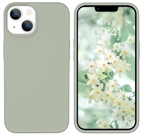 YINLAI für iPhone 14 Hülle Silikon,Handyhülle iPhone 14 6.1'' Schutzhülle Slim Case Cover Liquid Silikon Gel Matte Kratzfest Handy Hülle für iPhone 14 6,1 Zoll,Kupfer Grün