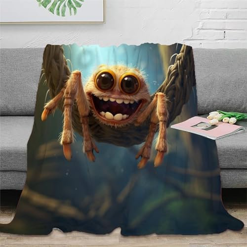 KeAan Niedliche Spinne Kuscheldecke Flauschige Personalisierte Decke Geschenke, Super Weiche Springende Flosse Decke Flanell 40x50inch(100x130cm)