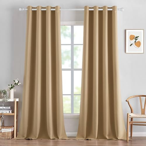 MIULEE Verdunklungsvorhänge Dunkler Sandton Vorhänge Blickdicht 2er Set 260 cm Lang, Gardinen Fenster Abdunkeln Ösen Wohnzimmer Schlafzimmer, Fenster Vorhang Verdunkelung Thermovorhang H 260 x B 140