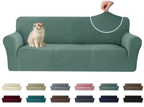 Ystyle Housse de Canapé 3 Places(180-230cm) avec Accoudoirs, Universelle Couvre Canapé Extensible, Sofa Cover Lavable Antidérapante, Housses Meubles Protection pour Chiens et Chats, Vert