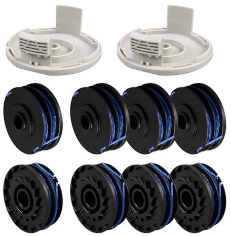 QENETY Bobine de fil de rechange pour débroussailleuse Ryobi RLT4027, RLT4125, RLT5027, RLT6030, RLT5127, RLT6130-5132002670, 1,5 mm pour débroussailleuse RAC123, avec couvercle RAC122 (10,5 mm) PCS)