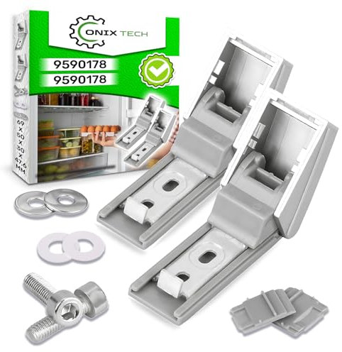 ONIX TECH 2 Piezas Bisagra para Tirador Puerta Frigorifico con Código Original 9590178 9590124 para Liebherr - Kit Incluye 2 Bisagras 2 Tornillos 2 Arandelas 2 Tacos - Garantía de 5 Años