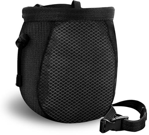 YERGOFE Climbing Chalk Bag - Verstellbare schwarze Kreide-Tasche für Kletterausrüstung, schwarz
