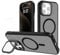 ESONG Magnetica Cover Per iPhone 15 Pro con Supporto per Fotocamera,Compatibile con MagSafe,Custodia Rigida Antiurto Protezione Militare,Traslucida Opaca Posteriore Case Nero