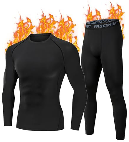 YESWEL Herren Thermounterwäsche L, Funktionsunterwäsche mit Innenfleece, Skiunterwäsche für winterliche Outdoor-Aktivitäten Schwarz