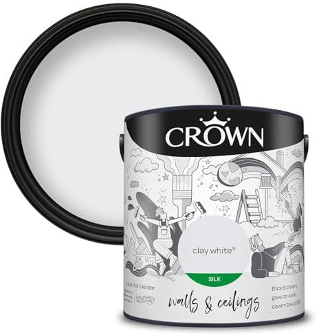 Crown Walls & Ceilings Silk Emulsion Paint, Size 2.5L, Clay White