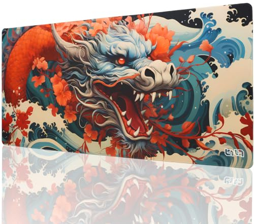 Tilt Gaming Mauspad 900x400 mm - 4 mm rutschfeste Schreibtischunterlage Groß - Speed-Oberfläche & HD-Druck - Maschinenwaschbar Mousepad XXL für Gaming und Büro - Chinese Dragon Desk Mat