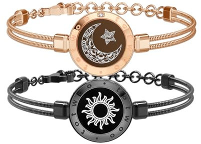TOTWOO Pärchen Armband Paar Geschenke Partnerarmband Langstreckenberührung Pärchen Geschenke Liebes Fernbeziehung Geschenk für Sie Vibration & Aufleuchten für Liebespaare