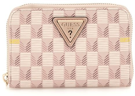 GUESS Damen G Wave SLG Medium Zip Around Handtasche Blush Logo, Rouge-Logo, One Size, G Wave SLG Medium Zip Around