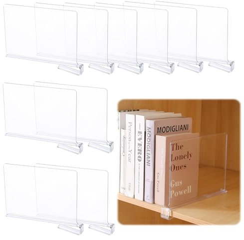 KIMIGO 10 Stück Transparente Acryl Regaltrenner,Multifunktionaler Regaltrenner,30 x 20 cm Regalteiler,Verstellbarer Regaltrenner für Bücherregal,Schlafzimmer Küche Schränke,Shelf Divider