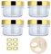 4Pcs 120ML Empty Plastic Cream Jars - Apstaqeoo Clear Cosmetic Jar With Golden Lids Refillable Sample Pots Travel Container Storage with Spoon & Labels for Toiletries, Powder, Lotion, Make-Up