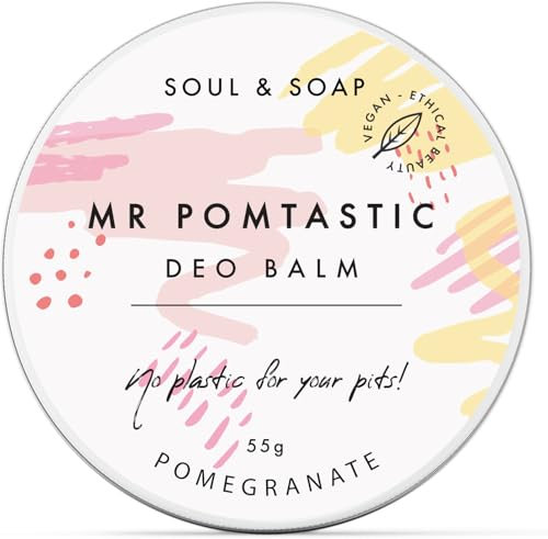 Natural Deodorant Balm with Pomegranate, Shea Butter and Tea Tree Oil, Vegan, Travel-Friendly Tin Eco Friendly, Vegan, Plastic Free & Cruelty Free Deodorants for Men and Women.