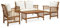 Utiny 4-TLG. Garten-Lounge-Set Gartenset Sitzmöbel Sitzgruppe Gartenbank Beistelltisch Gartengarnitur mit Auflagen Massivholz Akazie Weiß Type 4