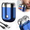 Tragbarer Mini Rasierer Elektrischer, Arbeitssparender Mini Magnetrasierer, IPX7 Wasserdichter Rasierer Herren Elektrisch Multifunktionaler Mini, Kapsel Rasierer (Blau)