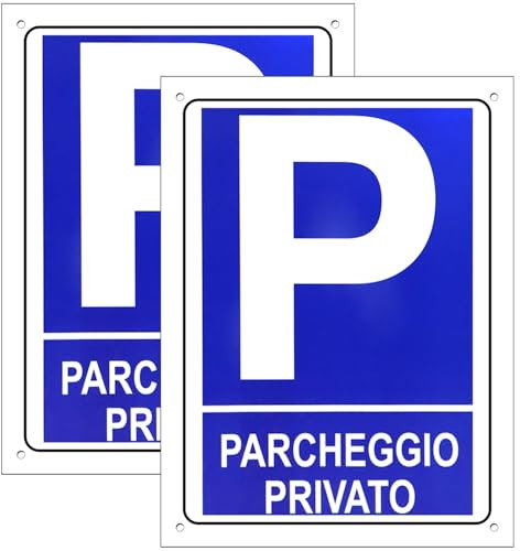 Cartello Area PARCHEGGIO PRIVATO 2 Pezzi - 20x30cm - PVC Ultra Resistente - Fori preforati - Impermeabili, Resistenti al Sole, non Facilmente Deformabili (Segnaletico-20)