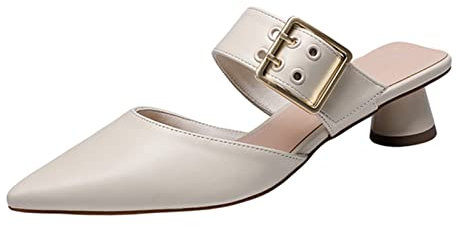 Heels Women's Summer Women's Schuh Cover Toe Square Heel Luxus Block Kapuze -High Heels Scandalwhite, 3.5 Großbritannien