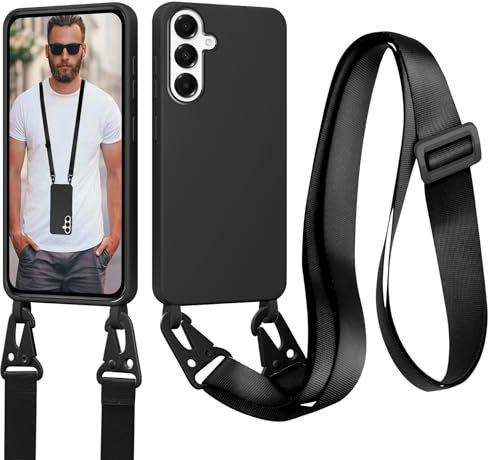 Woijrly Handykette für Samsung Galaxy A54 5G Hülle mit Band, Necklace Handyhülle Samsung Galaxy A54 Silikon Dünn Case Slim Kratzfeste Stoßfest Schutzhülle für Samsung A54 Lanyard, Schwarz