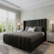 Furnishion Upholstered Panel King Bed Frame - Black Plush Velvet Bed Frame with 48inch High Headboard - Mattress not Included - Wooden Slat Support