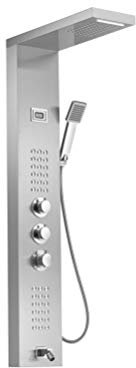 MESOVFCA Pannello Doccia termostatico con Rubinetto a Parete, Colonna Doccia in Acciaio Inox, Display Digitale della Temperatura, getti, Sistema Doccia per Massaggio corporeo, A