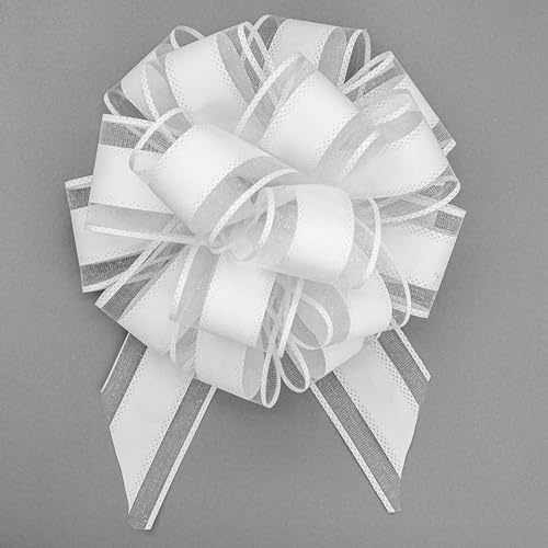 sxvblly 6 Stück Große Zugbänder 15 cm Weiße Schleifen für Geschenkverpackung Hochzeit Körbchen Deko Geburtstagsparty Valentinstag-Dekoration