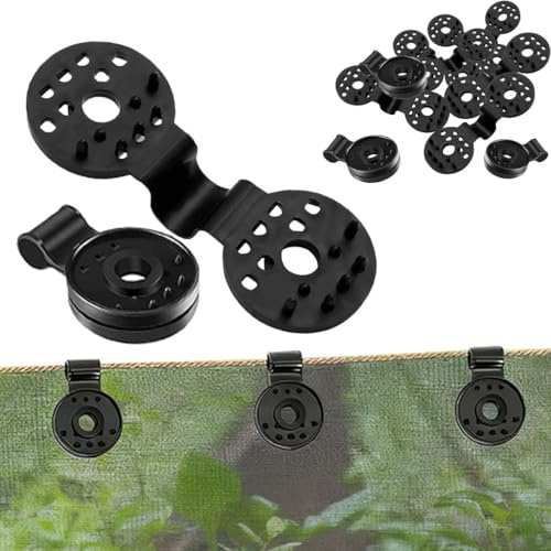 50 clips de plástico para tela protectora, clips para toldo, negro, clips de plástico con ojal, clip de plástico para red de protección solar para cuerdas de conexión, redes de sombra, barandillas