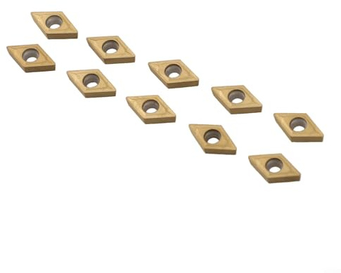 HEBEOT Hartmetall-Wendeschneidplatten DCMT070204 für Drehmaschinen-Drehwerkzeuge, kompatibel mit Stahl, Halb-Finish, 12 x 7 x 2 mm, PVD-beschichtet, 10 Stück