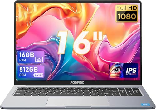 ACEMAGIC Laptop Ryzen 7 5825U Gaming Laptop 16 Pollici Processore fino a 4.5GHz, 16GB RAM 512GB SSD PC Laptop con display FHD, 2.4G/5G WiFi, Type-C BT5.0 Notebook, HDMI Students/Work