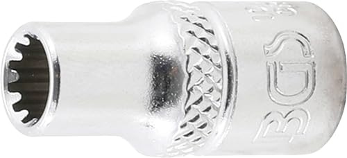 BGS 10102 | Steckschlüssel-Einsatz Gear Lock | SW 5,5 mm | Antrieb Innenvierkant 6,3 mm (1/4) | Chrom-Vanadium-Stahl | verchromt, matt | mit Rändelung